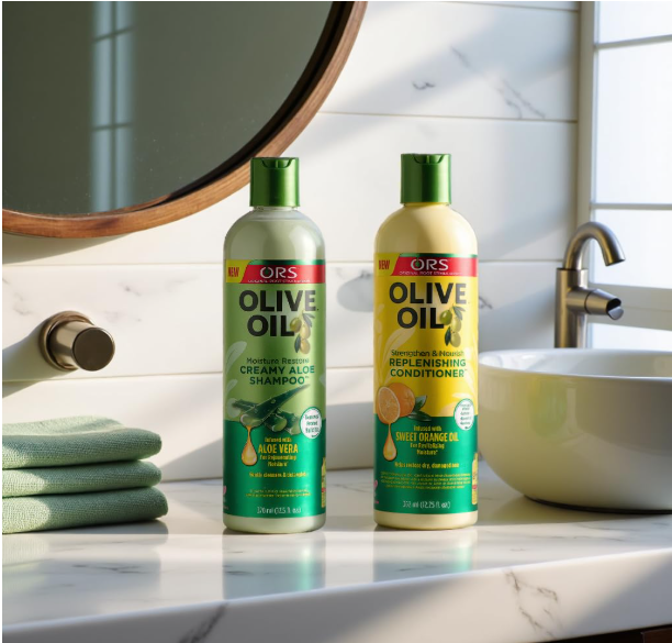 ORS Olive Oil Moisture Restore Creamy Aloe Shampoo – Strengthen & Nourish Replenishing Conditioner Infused with Sweet Orange Oil – Bundle (1)